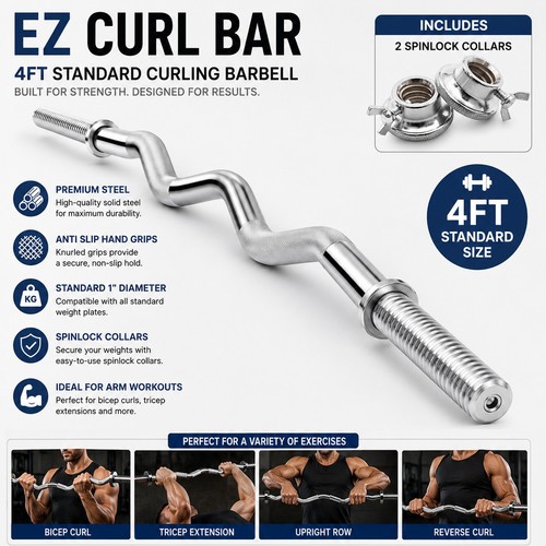 4ft arm curl - bar, weight