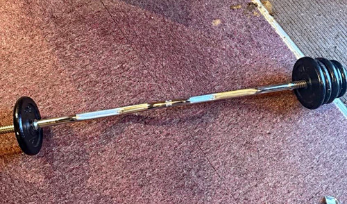 Threaded metal barbell with - barbell,